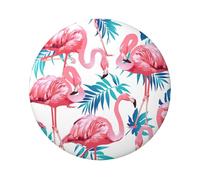 Flamant rose oiseau vert plante feuille impression 6 cm badge rond en fer blanc imprimé sur un seul côté parfait pour décoration de style personnel et cadeau, taille unique, Métal
