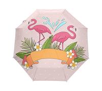 Flamant Rose Parapluie Pliable Pliant à Ouverture Automatique Parapluies Pliant Coupe-Vent pour Voyager Plage Femmes Enfants Homme Fille
