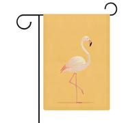 Flamant rose pastel debout sur une jambe, drapeau de jardin saisonnier en toile de jute double face pour maison, cour, drapeaux extérieurs 30,5 x 45,7 cm