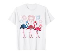 Flamant rose patriotique rouge et blanc flamant rose 4 juillet T-Shirt