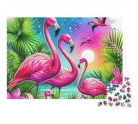 Flamant Rose Puzzle 1000 Pièces - Challenge Zen, Carte Géographique À Assembler, Poster Inclus, Cadeau Éducatif, 52x38cm/1000pcs