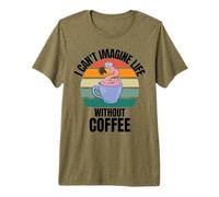 Flamant Rose rétro avec Inscription « I Can't Imagine Life Without Coffee » T-Shirt Haut de Gamme