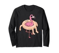 Flamant Rose rétro avec Lunettes de Soleil Manche Longue