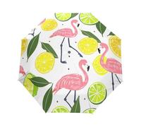 Flamant Tropical Oiseau Citron Parapluie Pliant Enfant Garçons Filles Automatique Protection UV Parapluies Coupe-Vent pour Voyager