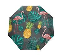 Flamant Tropique D’Été Parapluie Pliable Pliant à Ouverture Automatique Parapluies Pliant Coupe-Vent pour Voyager Plage Femmes Enfants Homme Fille