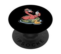 Flamant Vacances Boba Perle Thé au Lait Flamants PopSockets PopGrip Adhésif