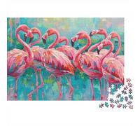 Flamants Puzzle 1000 Pièces Adulte en Carton Épais Et Robuste, Puzzle Groupe flamantsbrain Training Puzzle pour Une Activité Fuzzle Après L'école, Passion Nature Et Faun