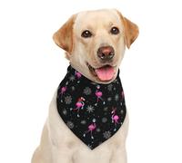 Flamants Roses De Noël Flocons De Neige Tropical Bandanas Chien Chats Polyester Triangle pour Chiens Lavable Écharpe Triangulaire Petite, Moyenne Et Grande Taille