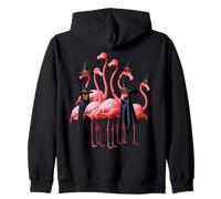 Flamants Roses d'halloween habillés en sorcières Oiseaux Roses Filles Sweat à Capuche