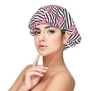 Flamants roses K Bonnet en satin de soie pour femme endormie, double couche réglable en satin, bonnet de nuit pour cheveux bouclés