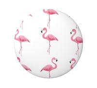 Flamants roses sur badge rond blanc - Design en fer blanc durable avec impression sur un seul côté, parfait pour les cadeaux personnalisés et la décoration de vêtements, taille unique