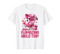 Flamanzing Girls Trip Pink Flamingo Tropical Beach T-Shirt