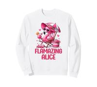 Flamazing Alice Flamant Rose Tropical Beach Trip Femme Sweatshirt