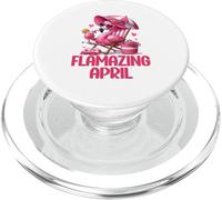 Flamazing April Pink Flamingo Tropical Beach Scène Femme PopSockets PopGrip pour MagSafe