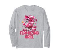 Flamazing Ariel Pink Flamingo Tropical Beach Scene Femme Manche Longue