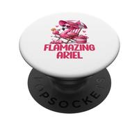 Flamazing Ariel Pink Flamingo Tropical Beach Scene Femme PopSockets PopGrip Adhésif