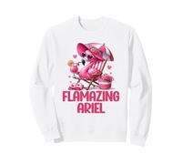 Flamazing Ariel Pink Flamingo Tropical Beach Scene Femme Sweatshirt