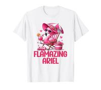 Flamazing Ariel Pink Flamingo Tropical Beach Scene Femme T-Shirt