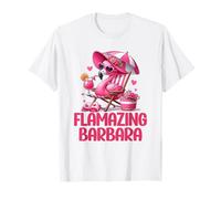 Flamazing Barbara Flamant Rose Tropical Beach Scene Femme T-Shirt