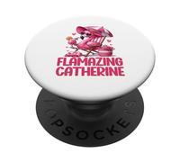 Flamazing Catherine Flamant Rose Tropical Beach Scène Femme PopSockets PopGrip Adhésif