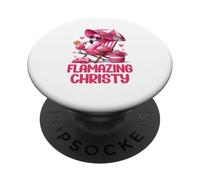 Flamazing Christy Pink Flamingo Tropical Beach Trip Femme PopSockets PopGrip Adhésif