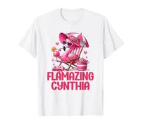 Flamazing Cynthia Pink Flamingo Tropical Beach Scene Femme T-Shirt