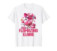 Flamazing Elaine Pink Flamingo Tropical Beach Scene Femme T-Shirt