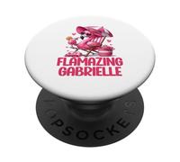 Flamazing Gabrielle Flamant Rose Tropical Beach Scène Femme PopSockets PopGrip Adhésif