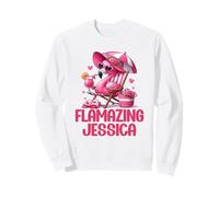 Flamazing Jessica Pink Flamingo Tropical Beach Scene Femme Sweatshirt