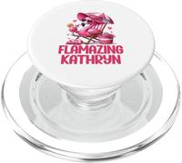 Flamazing Katheryn Pink Flamingo Tropical Beach Scène Femme PopSockets PopGrip pour MagSafe