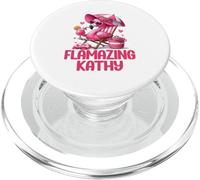 Flamazing Kathy Flamant Rose Tropical Beach Scene Femme PopSockets PopGrip pour MagSafe