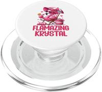 Flamazing Krystal Pink Flamingo Tropical Beach Scene Femme PopSockets PopGrip pour MagSafe