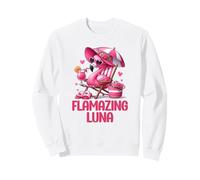 Flamazing Luna Pink Flamingo Tropical Beach Trip Femme Sweatshirt