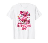 Flamazing Luna Pink Flamingo Tropical Beach Trip Femme T-Shirt