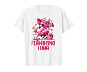 Flamazing Luna Pink Flamingo Tropical Beach Trip Femme T-Shirt