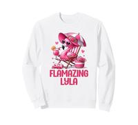Flamazing Lyla Pink Flamingo Tropical Beach Trip Femme Sweatshirt