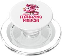 Flamazing Marcia Flamingo Tropical Beach Scène Femme Rose PopSockets PopGrip pour MagSafe