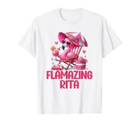 Flamazing Rita Pink Flamingo Tropical Beach Scène Femme T-Shirt