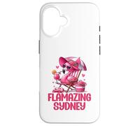 Flamazing Sydney Pink Flamingo Tropical Beach Scene Femme Coque pour iPhone 16