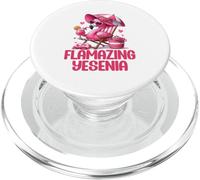 Flamazing Yesenia Pink Flamingo Tropical Beach Scene Femme PopSockets PopGrip pour MagSafe