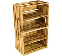 flambé / Flamboyant massif cageot à fruits comme étagère ou comme classique caisse env. 49 x 42 x 31 cm / boîtes de Apple Caisse à vin de vieux pays - Nature, 2 Stück geflammte mit Einlage