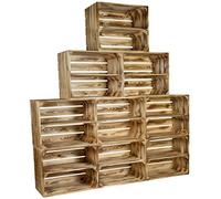 flambé/Flamboyant Solide Cageot à Fruits comme étagère avec Plaque intermédiaire/Planche Milieu Semelle Environ 49 x 42x31 cm/Boîtes de Pommes Caisse à vin Boîtes en Bois en - Nature, 9er Set
