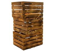 flambé / flamboyant solide Cageot à fruits comme étagère ou en qualité de classique Caisse ca 49 x 42 x 31 cm / Boîtes de pommes Caisse à vin en du Altes Land (Vieux-Pays) en Allemagne - Nature, 3 Stück geflammt