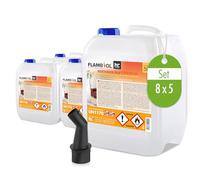 FLAMBIOL 8 x 5 L Bioéthanol 96,6% Premium - pour cheminée à éthanol, Godets à éthanol et braséros au bioéthanol