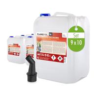 Flambiol Bioéthanol 100% 9 x 10 L- Combustible Liquide Dénaturé | Cheminée et Foyer à l'Éthanol - Usage Intérieur - Combustion Propre et Quasi Inodore - Sans Odeur ni Suie
