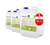 FLAMBIOL® Bioéthanol Premium en Gel (12 x 5 L) - Combustible Longue Durée, Idéal pour Cheminées d'Intérieur et d'Extérieur - Formule Améliorée et Écologique, Fabriqué en Allemagne