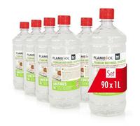 FLAMBIOL® Bioéthanol Premium en Gel 90 x 1 L - Combustible Longue Durée, Idéal pour Cheminées d'Intérieur et d'Extérieur - Formule Améliorée et Écologique, Fabriqué en Allemagne