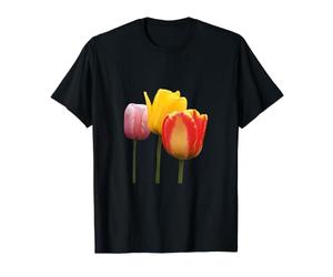 Flamboyant Rouge Jaune Rose Tulipe Mélanges Formes Mania T-Shirt Graphique avec Valeur