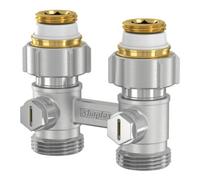 Flamco Flamco Bloc robinet double-tube EXCLUSIV D1/50 G 3/4 M EKxG 1/2 M, DG, avec nickel, MS vern Quantité:5