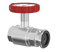 Flamco Robinet à sphère de pompe avec thermomètre rouge, SKB DN25 G1i PN16 MS ve